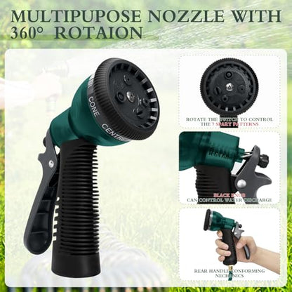 Coil Hose 25FT EVA Coil Garden Hose With 3/4'' Brass Connector - color: Green, size: 25ft