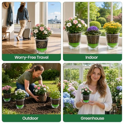 MIXC Self Watering Nursery Plant Pots with Silicone Base, 4-Inch, 12-Pack - color: Green, size: 4 Inch-12Pcs