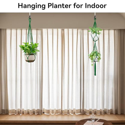 USLAI Macrame Plant Hanger, for Up to 15 Inch Pots, 35+49 Inch, Green - color: 35+49 Inch - Green