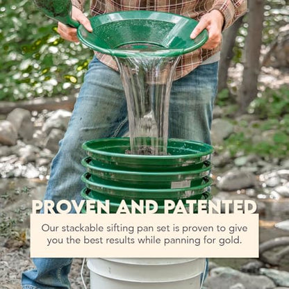 SE 13.25 Inch Wide Stackable Classifier Gold Prospecting Pan - 1/70 Inch Stainless Steel Mesh Sifting Pan, Green - size: 1/70 inch, style: Pans