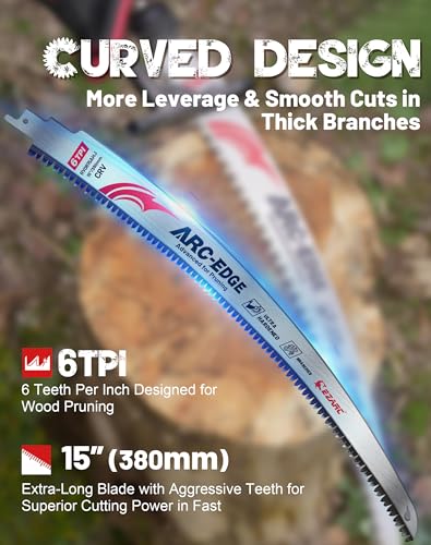 EZARC Arc Edge Reciprocating Saw Blades, 15-Inch 6TPI for Pruning, 10-Pack - size: 15 Inch