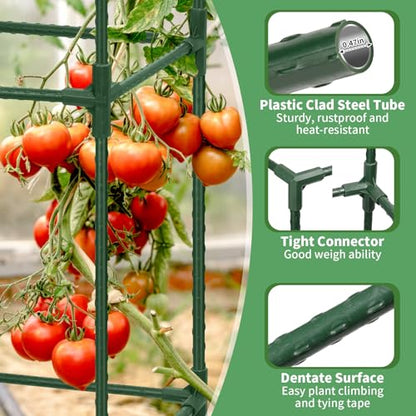 ROADPLUM 2 Pack 48" Tomato Cage for Garden, Heavy Duty Adjustable Plastic Coated Steel Pipe Tomato Stakes Trellis Plant Cages for Vegetable, Fruit, Flower, Rose Vine Climbing Plants - size: 2 PACK