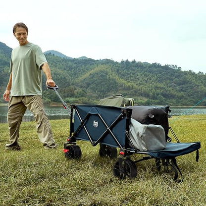 Timber Ridge 47" L Collapsible Wagon with Tailgate & Brake - color: Blue, size: 250L