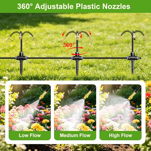 Thiswing 200FT 360° Adjustable Irrigation System with Stake Holders - size: 200FT