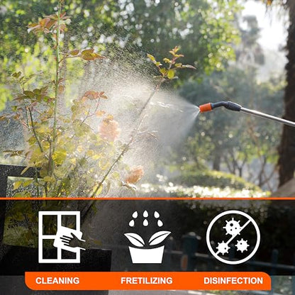 HIFAY ES4-PRO 1Gallon/4L Electric Sprayer, Rechargeable Battery-Powered Sprayer with 304 Stainless Steel Telescopic Rod. The New Model is Waterproof and The Buttons Have Been Updated.(White) - color: White