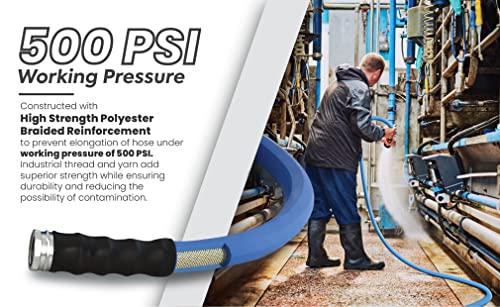 AG-LITE BSAL3450 3/4" x 50' Hot/Cold Water Rubber Garden Hose, 100% Rubber, Ultra-Light, Super Strong, 500 PSI, 50F to 190F Degrees, High Strength Polyester Braided - size: 3/4" x 50'