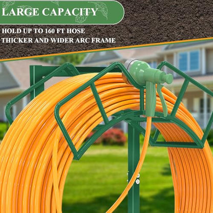 Qatsrin Super Stable Garden Hose Holder, Water Hose Reel holds 160ft, Green - color: Green