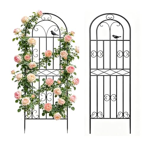 2 Pack 47.2"x19.7" Metal Gardon Trellis for Climbing Plants Outdoor, Black - size: 2P: 47.2" H x 19.7" W