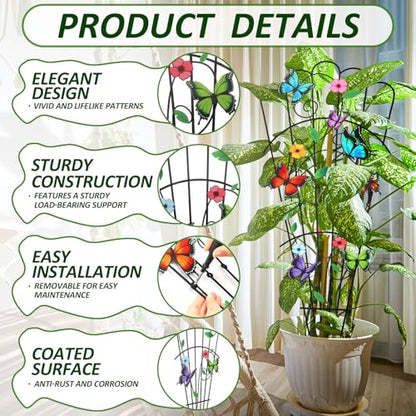 LEIFIDE 2 Pcs Butterfly Trellis for Climbing Plants 33 in Metal Indoor - style: Butterfly