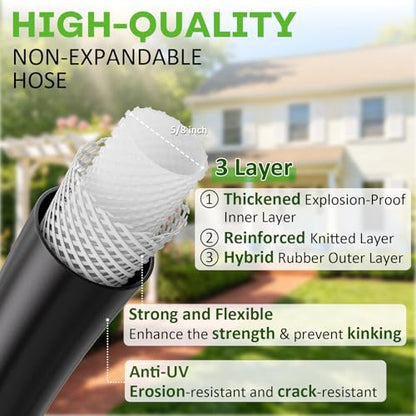 SPECILITE Garden Hose 150 ft x 5/8 in, Custom-Length Flexible Water Pipe - size: 150FT