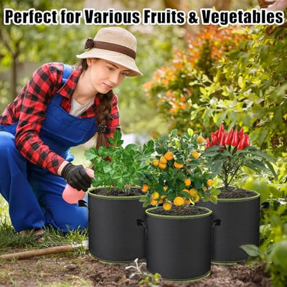 Grow Bags 2 Pack 5 Gallon Plant Pots 300G Nonwoven Fabric Garden Nursery Pots with Handles for Plants Potato Tomato Vegetables Flowers Grow Bags - size: 5 Gallon