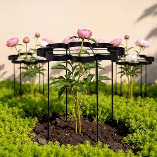 25" Peony Cages and Supports Elegant Modern Flower Support Stakes - color: Black