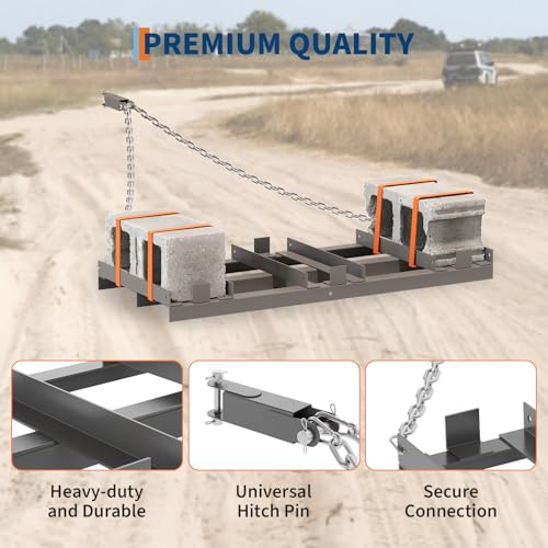 4FT Tow-Behind Drag Harrow Driveway Grader for ATV UTV Tractor - size: 48*20inch