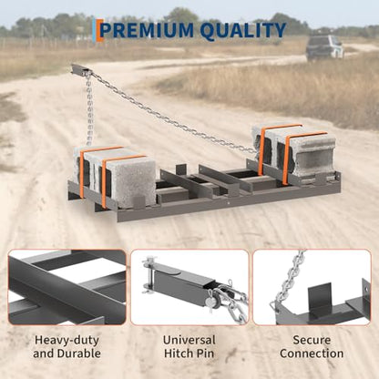 4FT Tow-Behind Drag Harrow Driveway Grader for ATV UTV Tractor - size: 48*20inch
