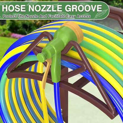 Qatsrin Garden Hose Holder Holds 160ft, Detachable Water Hose Reel, Bronze - color: Bronze