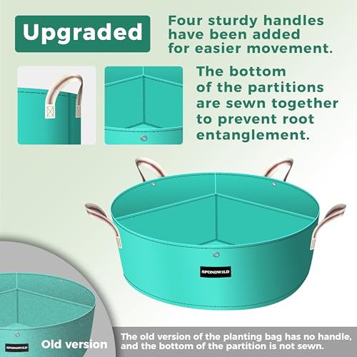 2 Pack 10 Gallon 3 Grids Plant Grow Bags for Vegetables, Flowers - size: 10 gallon