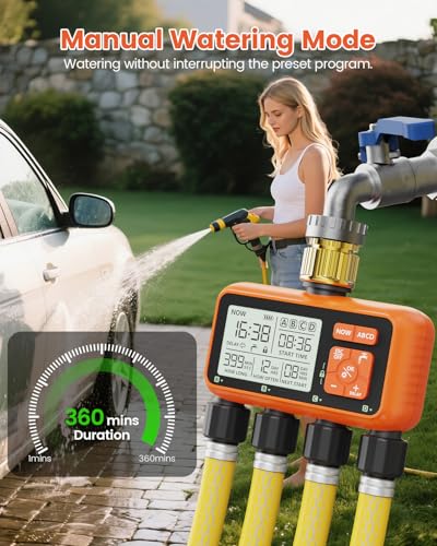 Sprinkler Timer 4 Zone with Brass Inlet Water Timer for Garden - size: 4 Outlet
