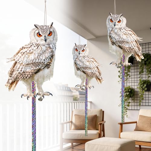 Fake Owl to Scare Pigeon Woodpecker Away, 5 Pcs Flat Paper Fake Owl for Keep Animals Away Waterproof for Outdoor Contryard Patio Yard Balcony Porch Window, Weatherproof Animal Scare Decor - color: 5pcs-white