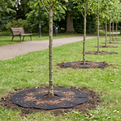 NQEUEPN 6pcs 2 Sizes 24.4" & 32.3" Tree Mulch Rings Base Wild Grass Barrier