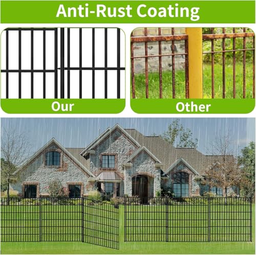 15 Panels No Dig Garden Fence with Gate, 32 in(H) X36.3 ft(L) Metal Fence Panels, Thickened Rustproof Garden Fencing, Animal Barrier Fence for Dogs, Rabbits, and Patio - size: 32 in(H)×29in(L)