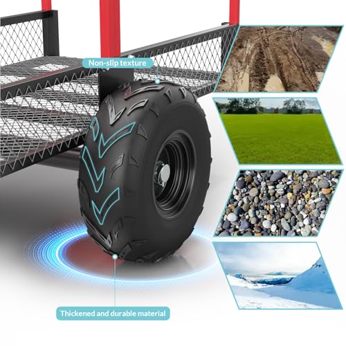 Garvee Heavy Duty Dump Trailer Cart for Lawn Tractor & ATV, 1700 Lbs Capacity 17 Cubic Feet with Removable Sides, Pull Behind Utility Garden Trailer for Yard Work - size: Style B