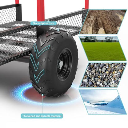 Garvee Heavy Duty Dump Trailer Cart for Lawn Tractor & ATV, 1700 Lbs Capacity 17 Cubic Feet with Removable Sides, Pull Behind Utility Garden Trailer for Yard Work - size: Style B