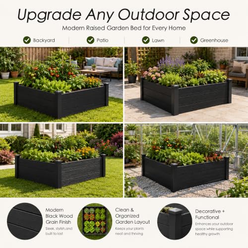 Kozyard 98.9" L x 18.4" W Raised Garden Bed Kit, Outdoor Planter Box - color: Gray
