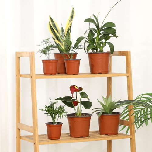6 Inch 200 Pack Plastic Nursery Pots with Drainage Holes with 200pcs Labels - size: 6inch 200pcs