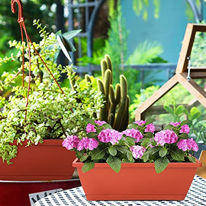 Window Box Planter,7 Pack Plastic Vegetable Flower Planters Boxes - color: Red, size: 16.6 x 7 x 5.9 inches