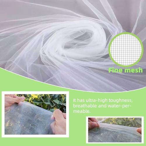 4 Pack Garden Netting Pest Barrier with Drawstring - White Breathable Mesh Insect Protection Cover for Tomatoes, Vegetables, Blueberry Bushes (3.3Ft X 4Ft) - size: 3.3 x 4FT x 4Pcs