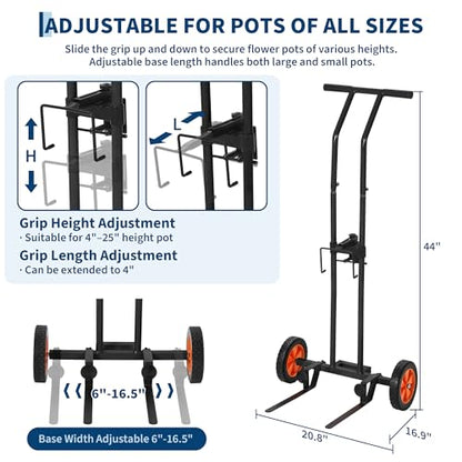 Garvee Plant Caddy with Wheels, 175 LBS Capacity - color: Black