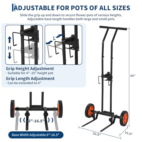 Garvee Plant Caddy with Wheels, 175 LBS Capacity - color: Black