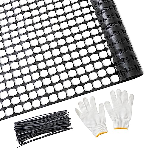 PotatoLife 4'x100' Plastic Mesh Fence for Garden with 100 Zip Ties, Black - color: Black, size: 4' x 100' (15.48 lb)