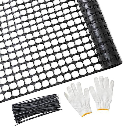 PotatoLife 4'x100' Plastic Mesh Fence for Garden with 100 Zip Ties, Black - color: Black, size: 4' x 100' (15.48 lb)