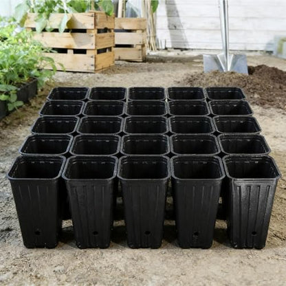 5Pcs Square Tree Pot with Drainage Holes Starting Pots for Indoor Outdoor Plastic Deep Nursery Treepots Seedling Flower Plant Contain ﻿ (5Pcs,9x29cm) - color: 5pcs,9x29cm