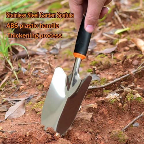 Garden Trowel Stainless Soft Grip, Heavy Pointed Shovel for Plant Dig Wee - color: black