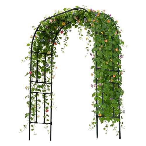 Twira Square Tube Garden Arch Trellis 4.9ft x 1.3ft x 7.9ft, Extra Tall Wide PE-coated Metal Arbor for Climbing Plants Outdoor, Large Wedding Arches for Ceremony, Archway, Party, Lawn Decoration Black - color: 59.1" L x 15.7" W x 94.5" H - Black
