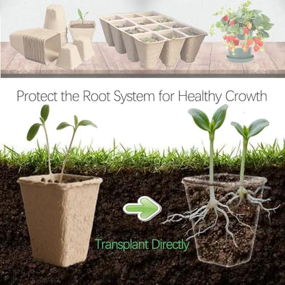 10 Packs Peat Pots, 120Pcs Seed Starter Tray Kit with 120Pcs Plant Labels, Biodegradable Seed Starter Pots, Germination Kit for Garden Plant Nursery - size: Small