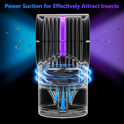Fly Trap Indoor,Blue Gnat Traps House Indoor,Indoor Insect Trap with Timer - color: Black