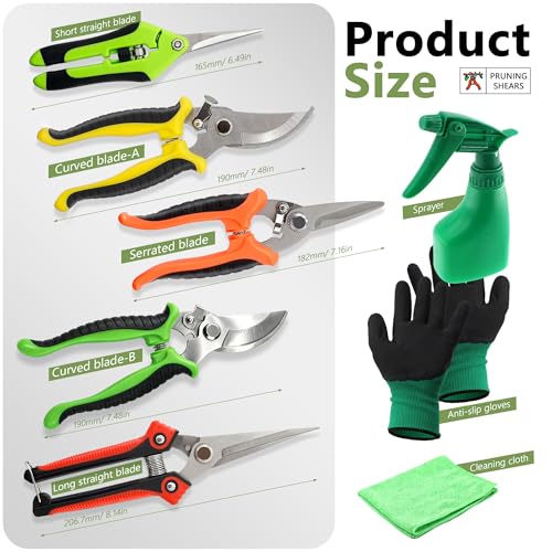 15Pcs Garden Tool Set Heavy Duty Stainless Steel Gardening Hand Tools with 5 Garden Shears Non-Slip Rubber Grip Spade Shovel Organizer Handbag Gardening Gifts for Family Friends