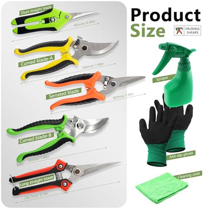 15Pcs Garden Tool Set Heavy Duty Stainless Steel Gardening Hand Tools with 5 Garden Shears Non-Slip Rubber Grip Spade Shovel Organizer Handbag Gardening Gifts for Family Friends