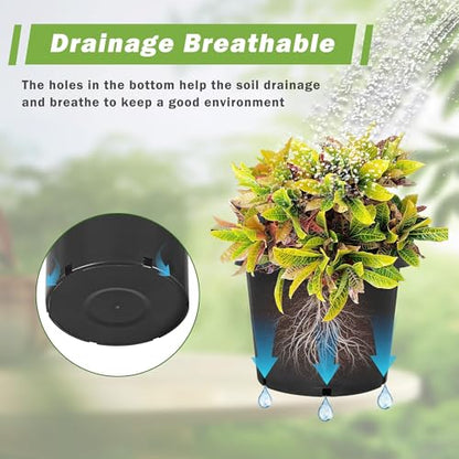 HOSTIC 1 Gallon Flexible Nursery Pots Gallon Pot with Drainage Holes Plastic Plant Container Suitable for Indoor Outdoor Vegetables Flowers Plants 10 PCS - size: Standard 1 Gallon