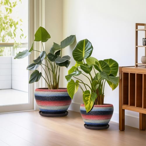 6+8+10 Inch Ceramic Planter, Ceramic Plant Pots Indoor, Rainbow - color: Rainbow