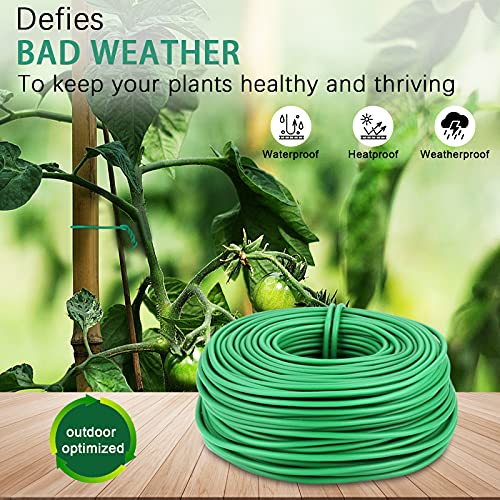 YDSL 100 Feet Soft Tie for Plants, Green Twist Garden Ties Gardening Supplies for Supporting Climbing Plants, Tomatoes, Vegetables, (Diameter - 2.5MM) (Pack of 2) - size: 100feet (Pack of 2)
