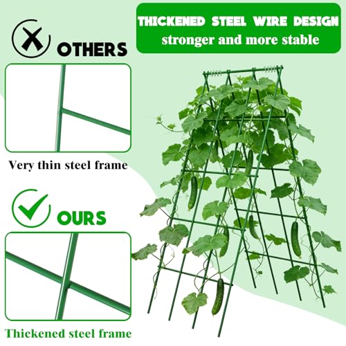 Heavy Duty Cucumber Trellis,2 Pack,No AssemblyGarden Trellis for Climbing Plants Outdoor,Cucumber Trellis, A-Frame Vegetable Frame,Vegetables Peas Beans Squash Cucumber