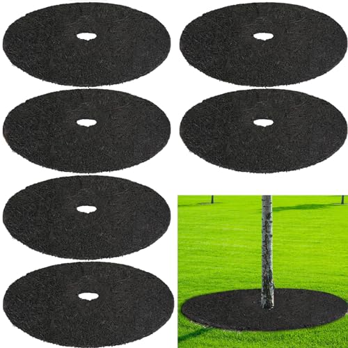 Peryiter 6 Pcs Rubber Mulch Tree Ring Protector Mat Weed Barrier, 12 in - style: 12 Inches