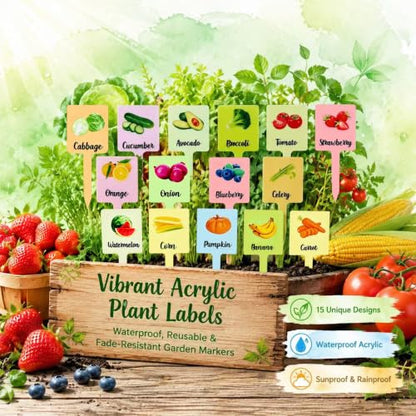 15Pcs Waterproof Acrylic Plant Labels