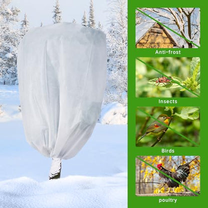 Garutom 2-Pack Plant Covers Freeze Protection 78" x 89" 2.2 oz, Frost Cloth Plants Jacket Drawstring Tree Cover for Outdoor Plants, Shrub Potted Plants Winter - size: 78"W x 89"H / 2Pack