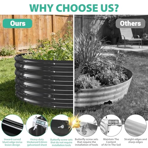 YSEJOMP 17" Tall 48" Diameter Round Raised Garden Bed Kits Outdoor Black - color: Black, size: 48 Dia X 16.5 inches