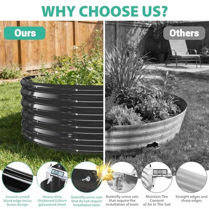 YSEJOMP 17" Tall 48" Diameter Round Raised Garden Bed Kits Outdoor Black - color: Black, size: 48 Dia X 16.5 inches